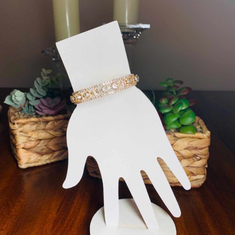 Shimmering Crystal and Gold Plated Coil Wrap Bracelet, adjustable size - Picture 8 of 10